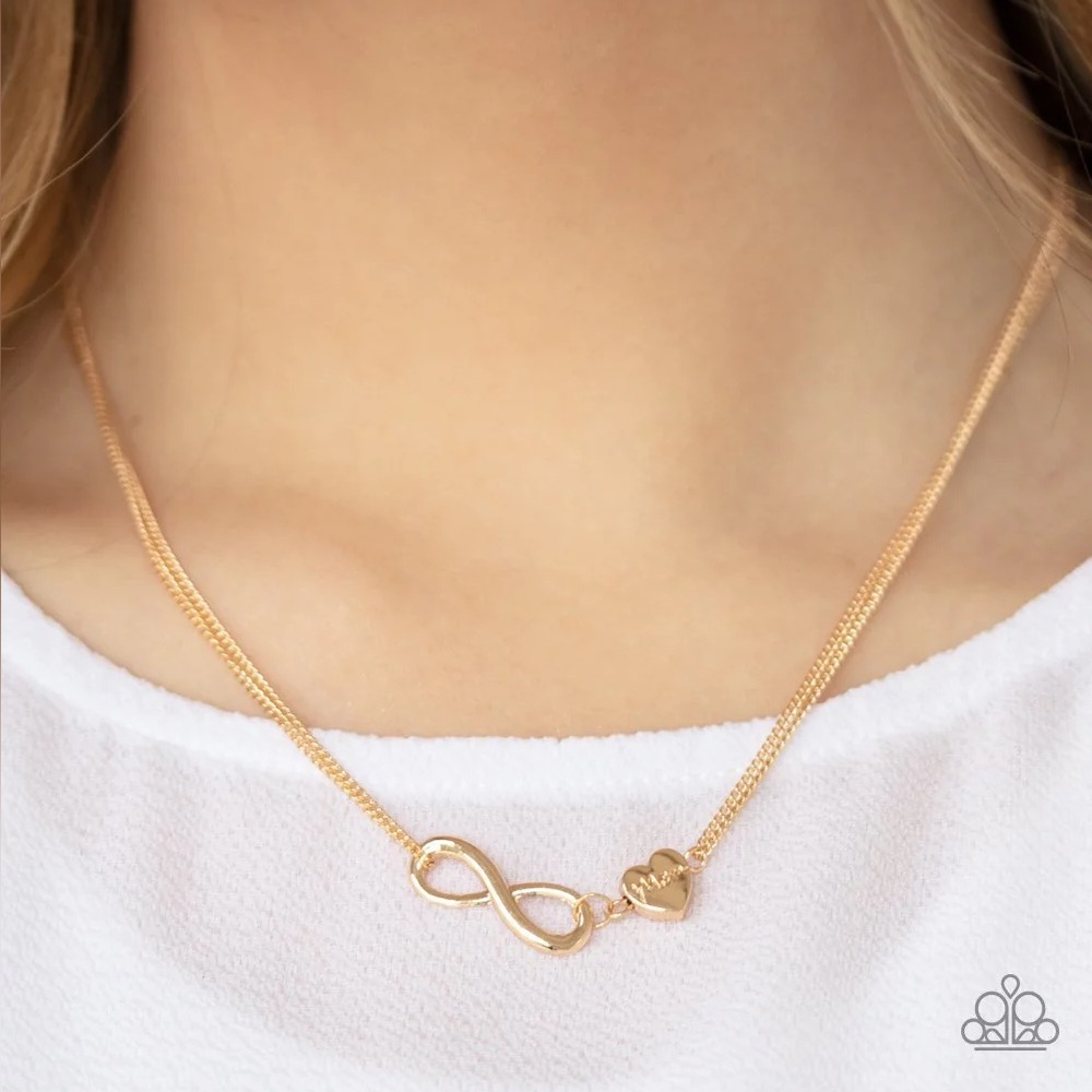 NWT Paparazzi “Love Eternity” Gold Infinity Mom Heart Necklace & Earring Set